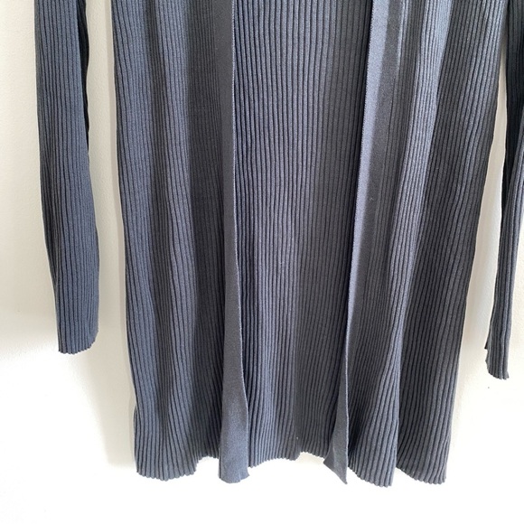EILEEN FISHER 100% Tencel Dark Gray Ribbed Cardigan Size M - Picture 5 of 13